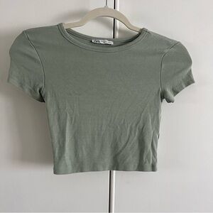 ZARA sage green baby tee